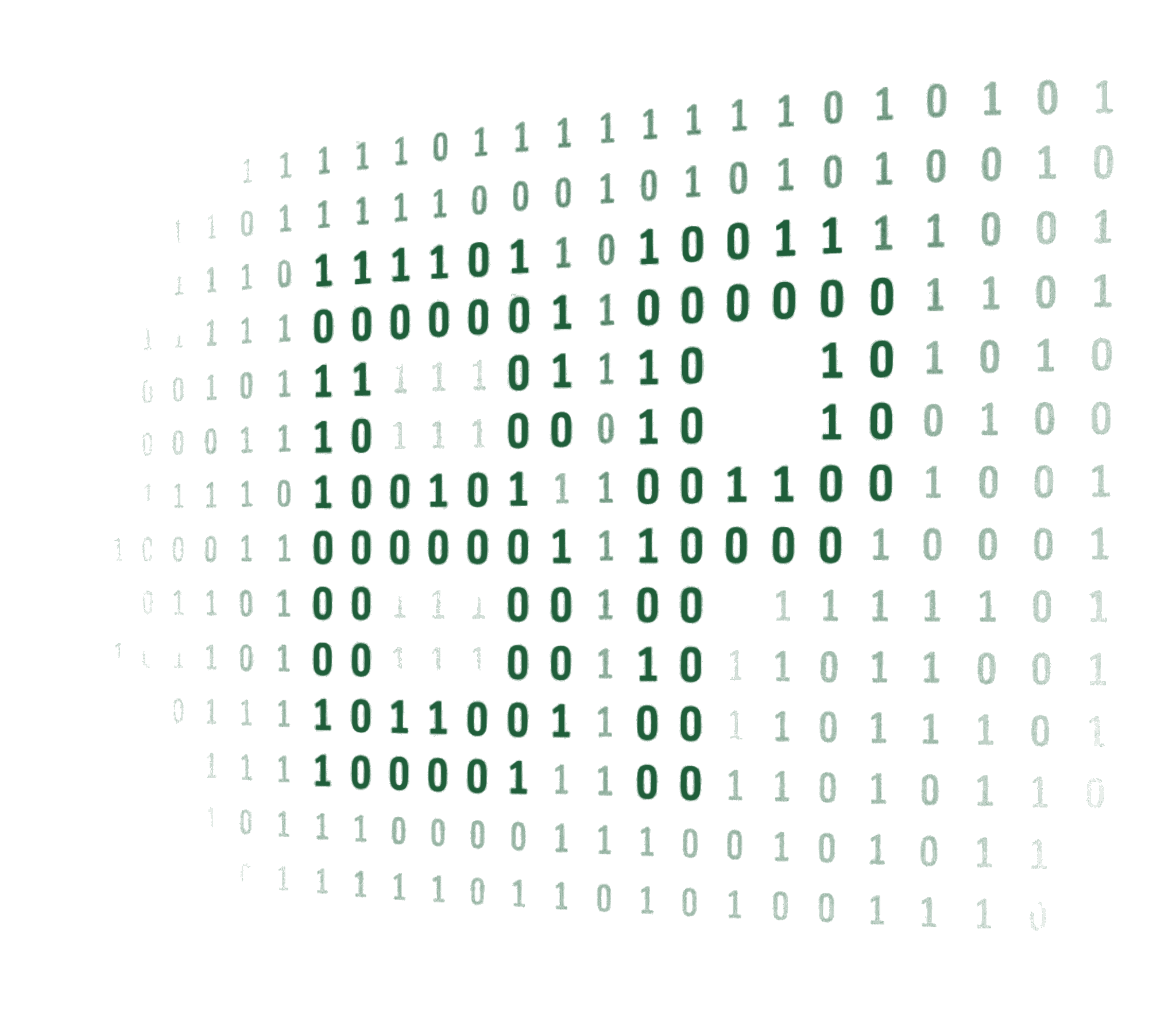 Binary digits arranged to form the letters BP